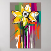 Daffodil Abstracte Kunst Bloemen Kleurrijk Helder Poster (Voorkant)