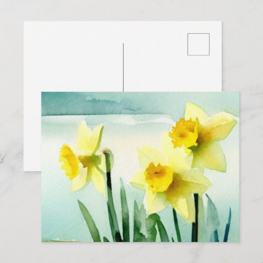 Daffodil Aquarel Briefkaart (Voorkant / Achterkant)