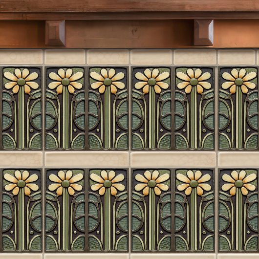 Daffodil Art Deco Bloemen Wanddecoratie Art Nouvea Tegeltje