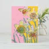 Daffodil Art Waterverf Birthday Uitnodiging (Staand voorkant)
