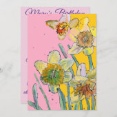 Daffodil Art Waterverf Birthday Uitnodiging (Voorkant / Achterkant)