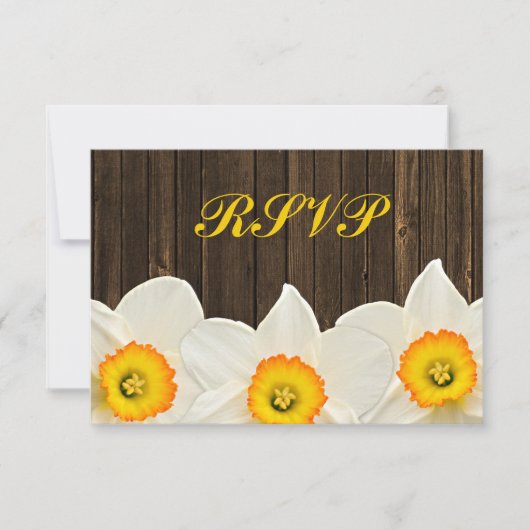 Daffodil Barn Wood Wedding RSVP-reactiekaart RSVP Kaartje (Voorkant)