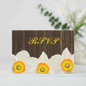 Daffodil Barn Wood Wedding RSVP-reactiekaart RSVP Kaartje (Staand voorkant)