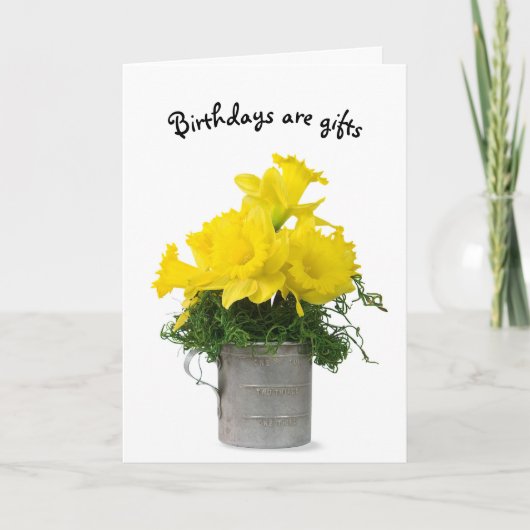 Daffodil Birthday Bouquet Kaart (Voorkant)