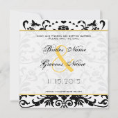 Daffodil Black Bubble Bee Damask Save the Date Kaart (Achterkant)