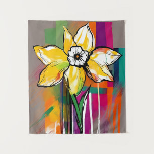 Daffodil Bloem Abstracte Kunst Bloemen Kleurrijk Wandkleed