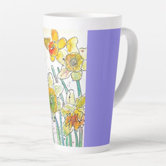 Daffodil Bloem Bloemen Waterverf Vrouwen Naam Latte Mok (Rechterhoek)