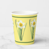 Daffodil Bloem Botanische Kunst Geel Papier Cups Papieren Bekers (Achterkant)