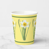 Daffodil Bloem Botanische Kunst Geel Papier Cups Papieren Bekers (Links)