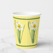 Daffodil Bloem Botanische Kunst Geel Papier Cups Papieren Bekers (Rechts)