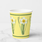 Daffodil Bloem Botanische Kunst Geel Papier Cups Papieren Bekers (Voorkant)