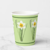 Daffodil Bloem Botanische Kunst Groenboek Cups Papieren Bekers (Achterkant)