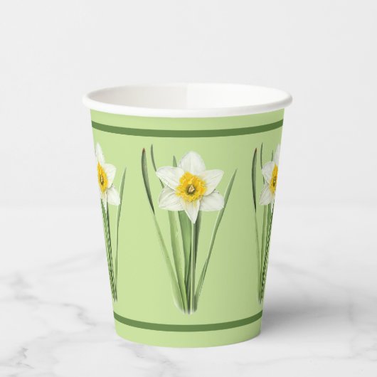 Daffodil Bloem Botanische Kunst Groenboek Cups Papieren Bekers (Links)