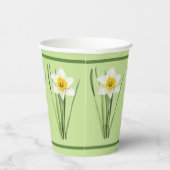 Daffodil Bloem Botanische Kunst Groenboek Cups Papieren Bekers (Rechts)