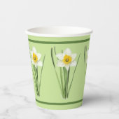 Daffodil Bloem Botanische Kunst Groenboek Cups Papieren Bekers (Voorkant)
