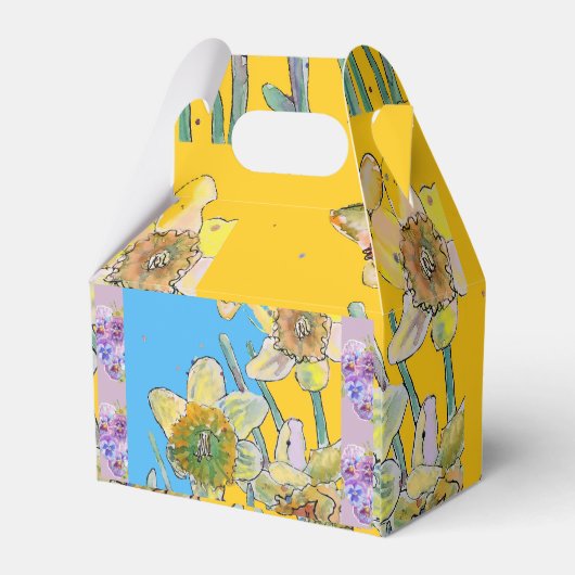 Daffodil Bloem Verschilderen florale Birthday Cake Bedankdoosjes (Achterkant)