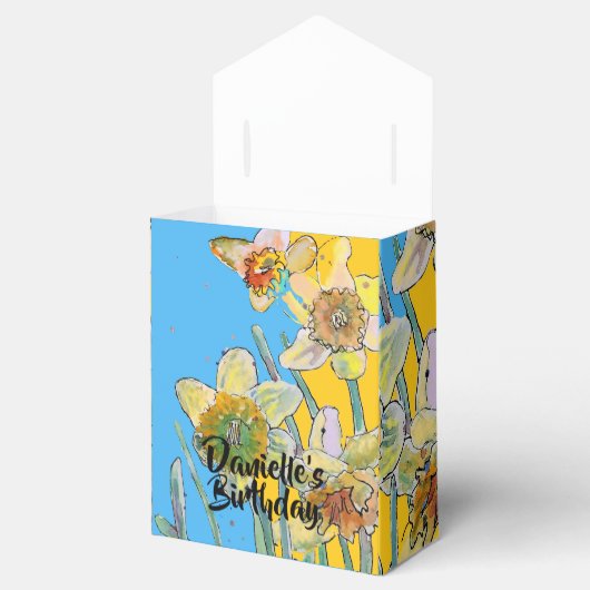 Daffodil Bloem Verschilderen florale Birthday Cake Bedankdoosjes (Geopend)