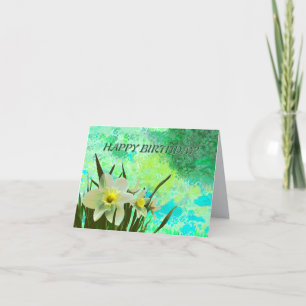 Daffodil bloemen geel witte tuin verjaardagskaart bedankkaart