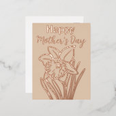 Daffodil Bloemen Gelukkige Moederdag Goud Folie Feestdagen Briefkaart (Voorkant / Achterkant)