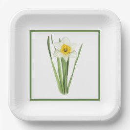 Daffodil Borded Botanische Kunst Papieren Bordje
