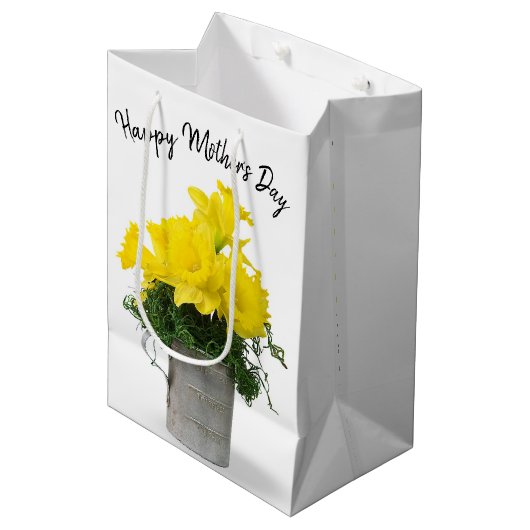 Daffodil Bouquet Moederdag Medium Cadeauzakje (Voorkant Gekanteld)