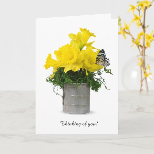  Daffodil Bouquet voor het denken van jou Kaart (Gele Bloem)