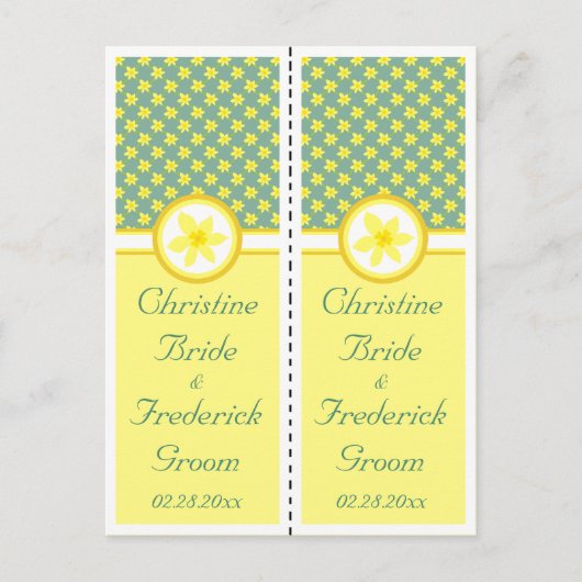 Daffodil bruiloft, souvenir 2x bladwijzer briefkaa briefkaart (Voorkant)