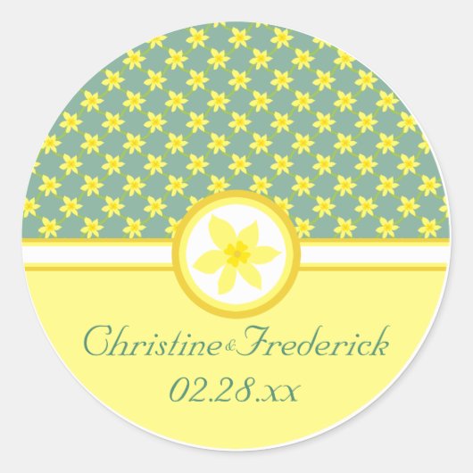 Daffodil bruiloft, souvenir stickers (Voorkant)