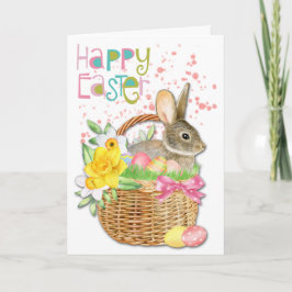 Daffodil Bunny in paaszak Feestdagen Kaart