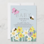 Daffodil Butterfly Bee Floral Baby shower per post Kaart (Voorkant)