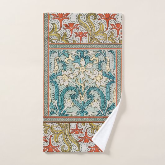 Daffodil chintz art nouveau bloem behang bad handdoek (Handdoek)