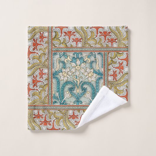 Daffodil chintz art nouveau bloem behang bad handdoek (Wasdoekje)
