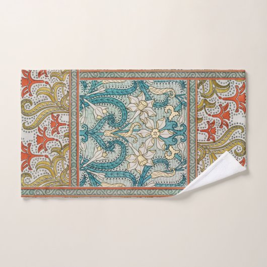 Daffodil chintz art nouveau bloem behang bad handdoek (Handdoek)