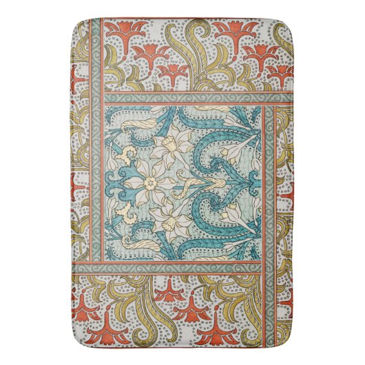 Daffodil chintz art nouveau bloem behang badmat (Voorkant Verticaal)