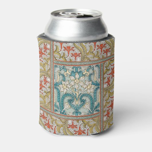 Daffodil chintz art nouveau bloem behang blikjeskoeler (Blikje Achterkant)