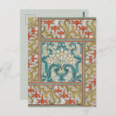 Daffodil chintz art nouveau bloem behang briefkaart (Voorkant / Achterkant)