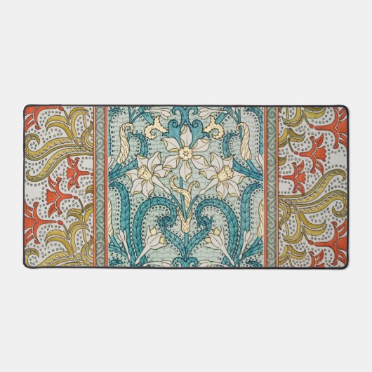 Daffodil chintz art nouveau bloem behang bureaumat (Voorkant)