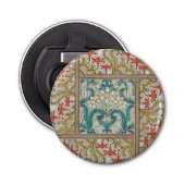 Daffodil chintz art nouveau bloem behang button flesopener (Voorkant)