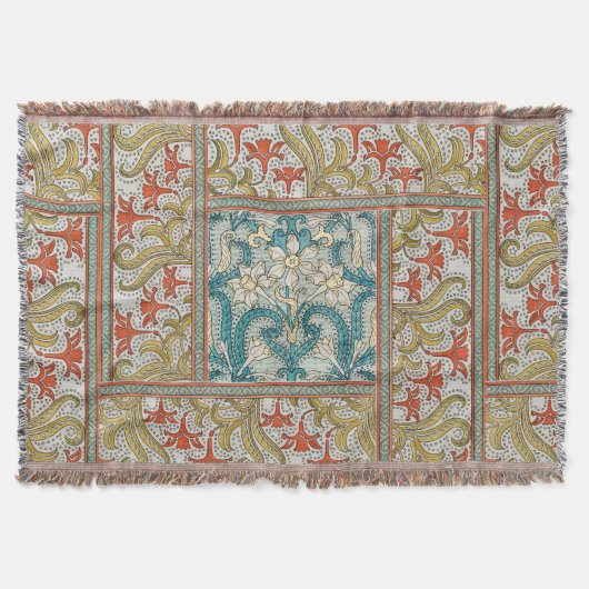 Daffodil chintz art nouveau bloem behang deken (Voorkant)