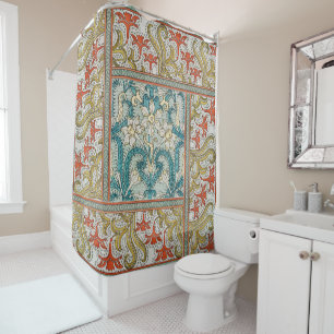 Daffodil chintz art nouveau bloem behang douchegordijn