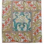 Daffodil chintz art nouveau bloem behang douchegordijn (Voorkant)