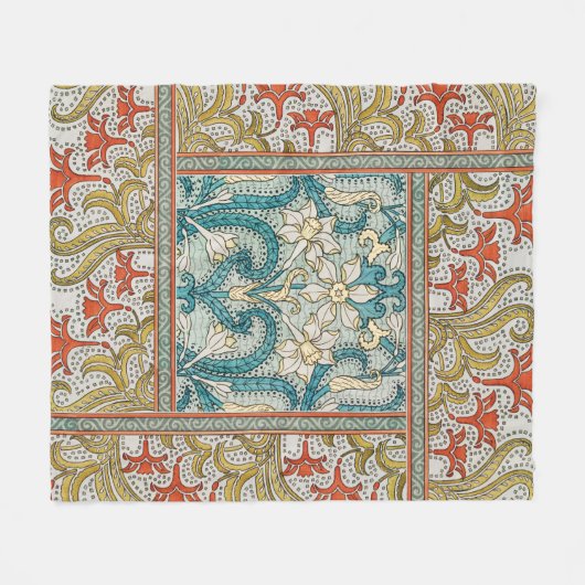 Daffodil chintz art nouveau bloem behang fleece deken (Voorkant (Horizontaal))