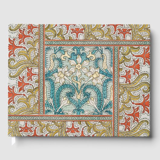 Daffodil chintz art nouveau bloem behang gastenboek (Voorkant)