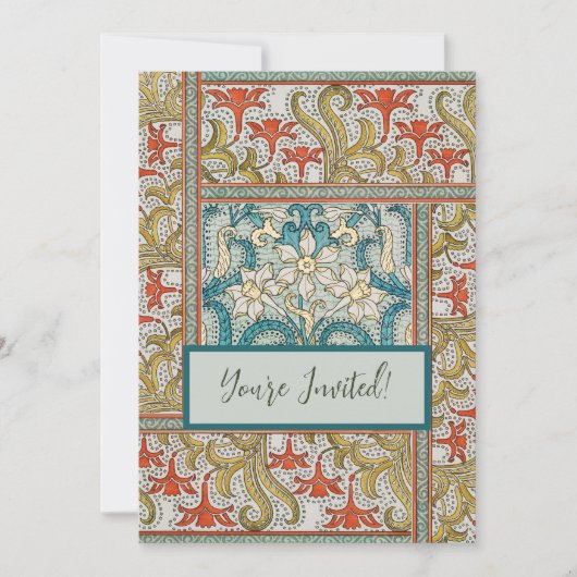 Daffodil chintz art nouveau bloem behang kaart (Voorkant)