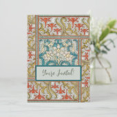 Daffodil chintz art nouveau bloem behang kaart (Staand voorkant)