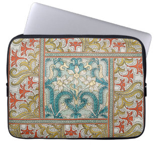 Daffodil chintz art nouveau bloem behang laptop sleeve