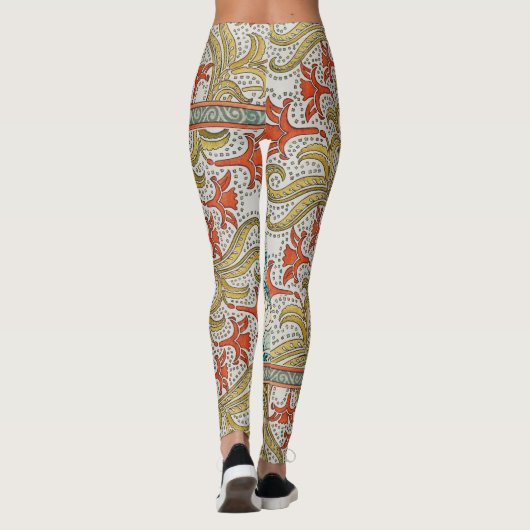 Daffodil chintz art nouveau bloem behang leggings (Achterkant)