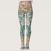 Daffodil chintz art nouveau bloem behang leggings (Voorkant)