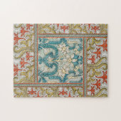 Daffodil chintz art nouveau bloem behang legpuzzel (Horizontaal)