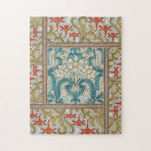 Daffodil chintz art nouveau bloem behang legpuzzel